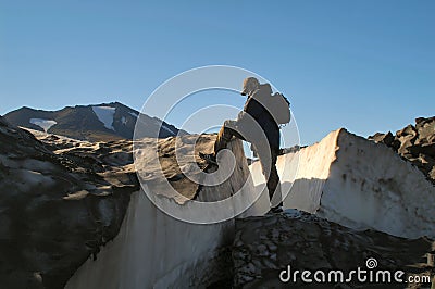 Ascent on peak of the mountain Stock Photo