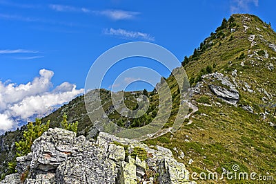 Ascent to the peak Dent de Nendaz Stock Photo