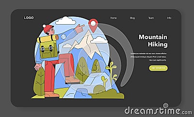 Ascent to the Summit. Flat vector illustration. Vector Illustration