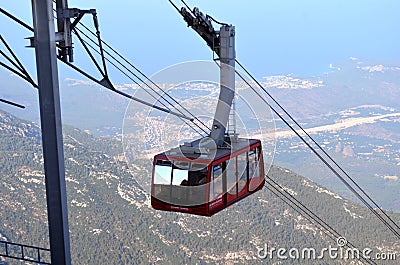 Ascent to the top of Tahtali mountain. Cableway Olympus Stock Photo