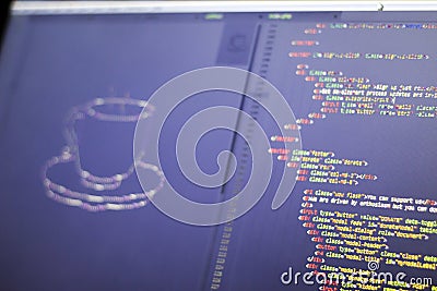 ASCII art of drink cup and HTML code aside Stock Photo