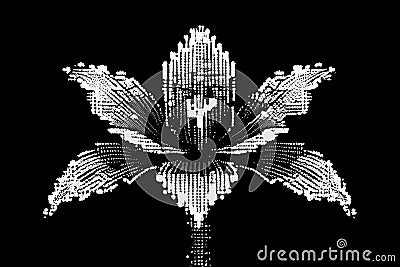 ascii art flower a flower rendered using ascii characters creati Stock Photo