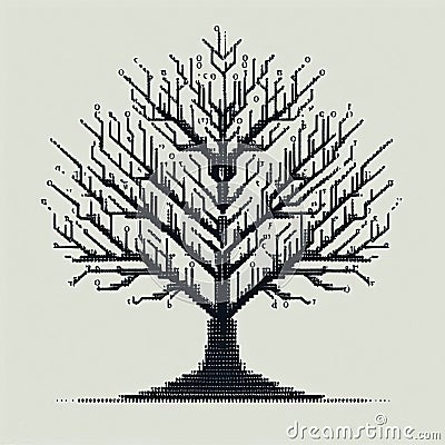 ASCII Branch Structure Branches and twigs drawn using ASCII cha Stock Photo