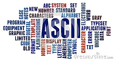 ASCII characters set word cloud concept Stock Photo