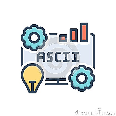 Color illustration icon for Ascii, standard and concept Vector Illustration