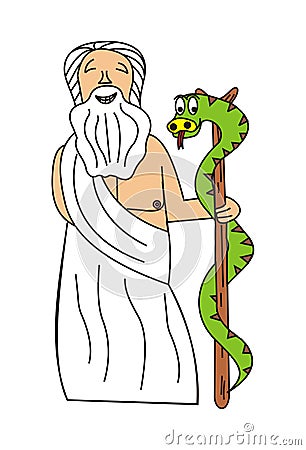 Asclepius and his rod Stock Photo