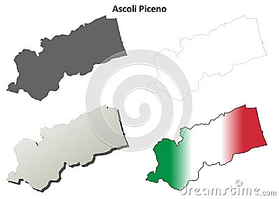 Ascoli Piceno blank detailed outline map set Vector Illustration