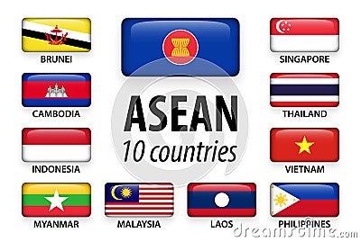ASEAN Association of Southeast Asian Nations and membership . Vector Illustration