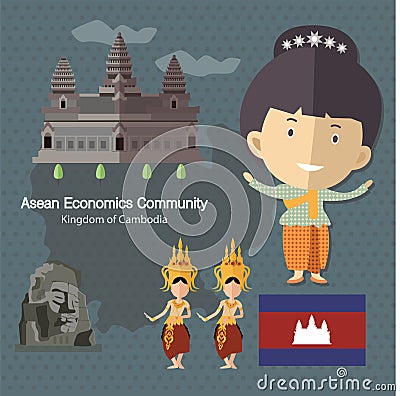 Asean Economics Community AEC Cambodia Vector Illustration