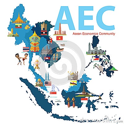 Asean Economics Community (AEC) Vector Illustration