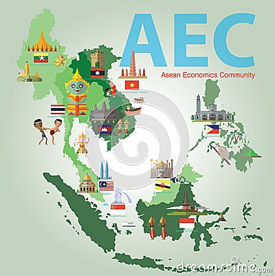 Asean Economics Community (AEC) Vector Illustration