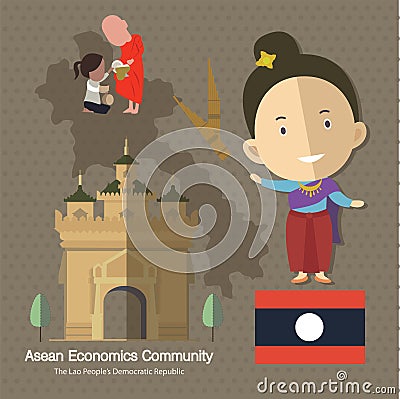 Asean Economics Community AEC Laos Vector Illustration