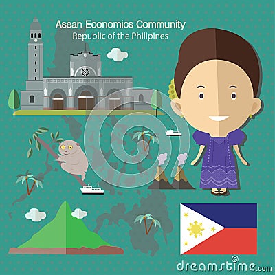 Asean Economics Community AEC Philippines Vector Illustration