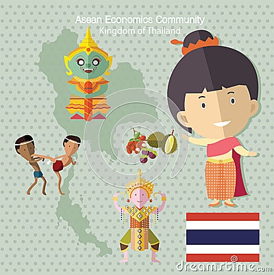 Asean Economics Community AEC Thailand Vector Illustration