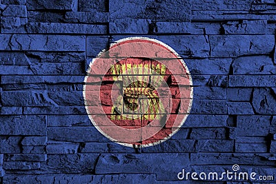 ASEAN flag painting on high detail of old brick wall . 3D illustration Cartoon Illustration