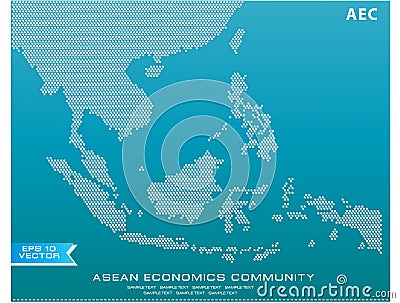 Asean Map dotted style illustration, for background Cartoon Illustration