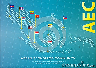 Asean Map dotted style illustration, for background Cartoon Illustration