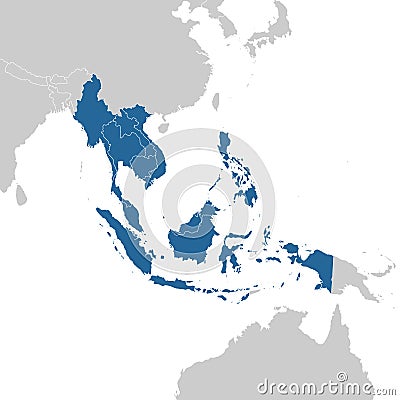 ASEAN member states on map of the world Vector Illustration