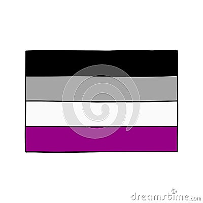 Asexual pride flag doodle icon, vector color line illustration Vector Illustration