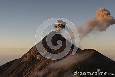 Ash cloud after an explosion at volcano Fuego Stock Photo