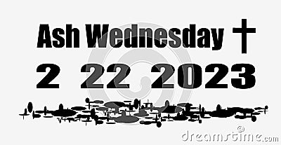 2023 ash wednesday black and white date icon Stock Photo