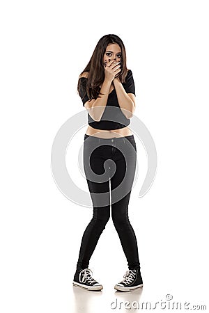 Ashamed young woman Stock Photo
