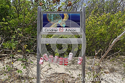 Ashcans at Saline beach, St. Barts, French West Indies Editorial Stock Photo