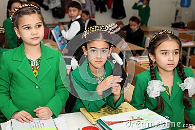 Ashgabad, Turkmenistan - November 4, 2014. Group of students in Editorial Stock Photo