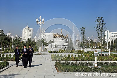 Ashgabad, Turkmenistan - October 10, 2014. Group of law student Editorial Stock Photo