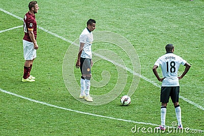 Ashley Young of Manchester United preparing to take a free kick Editorial Stock Photo