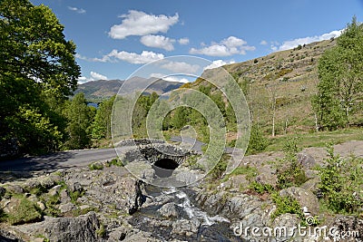 Ashness Bridge above Derwentwater Stock Photo