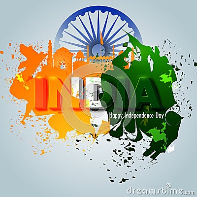 Ashoka Chakra on Happy Independence Day of India background Vector Illustration