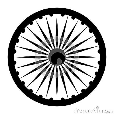 Ashoka Chakra symbol, wheel of dharma, isolated vector illustration. Vector Illustration