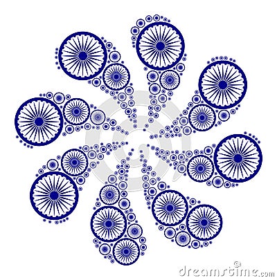 Ashoka Chakra Wheel Icon Swirl Explosion Vector Illustration