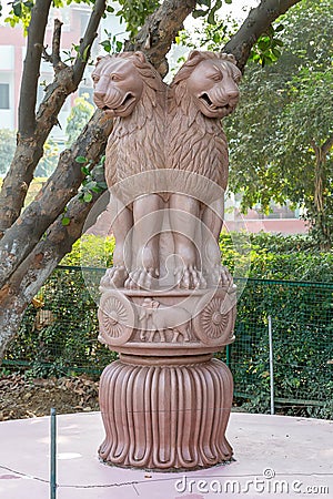 Ashoka pillar capital of Sarnath, Varanasi, Uttar Pradesh, India Stock Photo