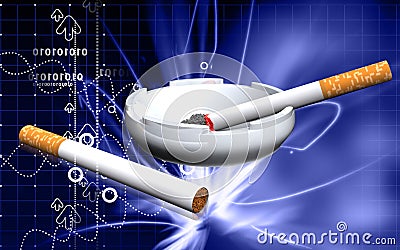 Ashtray and cigarette Cartoon Illustration