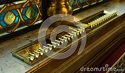 Ashtray with numbered cigar holders Stock Photo