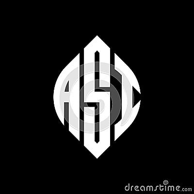 ASI circle letter logo design with circle and ellipse shape. ASI ellipse letters with typographic style. The three initials form a Vector Illustration