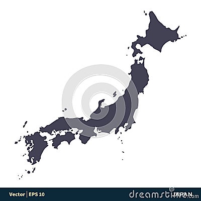 Japan - Asia Countries Map Icon Vector Logo Template Illustration Design. Vector EPS 10. Vector Illustration