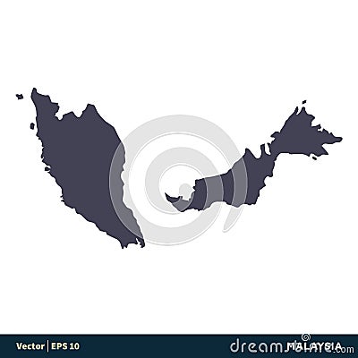 Malaysia - Asia Countries Map Icon Vector Logo Template Illustration Design. Vector EPS 10. Vector Illustration