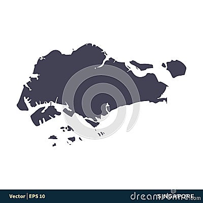 Singapore - Asia Countries Map Icon Vector Logo Template Illustration Design. Vector EPS 10. Vector Illustration