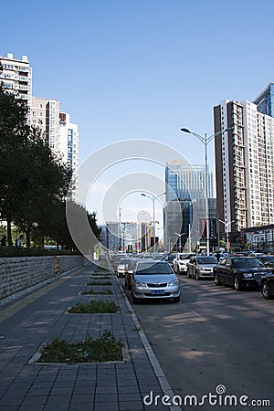 In Asia, Beijing, Wangjing, China, modern buildings, street landscape Editorial Stock Photo