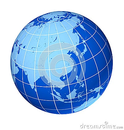 Asia blue earth globe Stock Photo