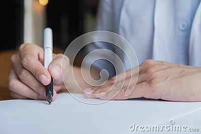 Asia business woman analyzing investment charts Stock Photo