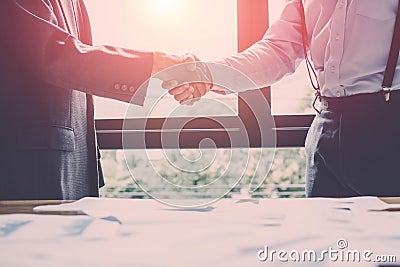 Asia Businessman together create a mutually beneficial business relationship. Stock Photo