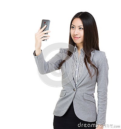 Asia businesswoman selfie Stock Photo