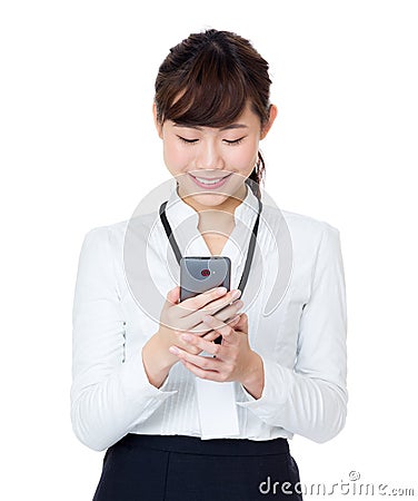 Asia businesswoman using mobile Stock Photo