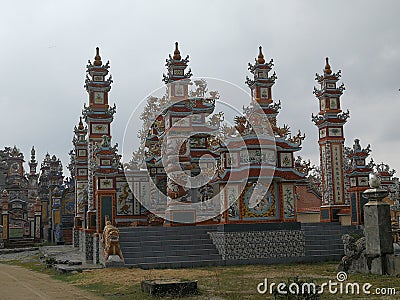 Vietnam Cemetery Hue City of Ghosts An Bang Graveyard Tomb China Ceramic Porcelain Mosaic Structure Decoration Fisherman Village Editorial Stock Photo