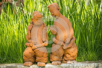 Asia China, Beijing, agricultural carnival,clay sculptureï¼ŒPee urchin Editorial Stock Photo