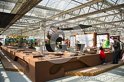 Asia China, Beijing, agricultural carnival,Indoor exhibition hall, sceneï¼Œpurple clay teapot Editorial Stock Photo